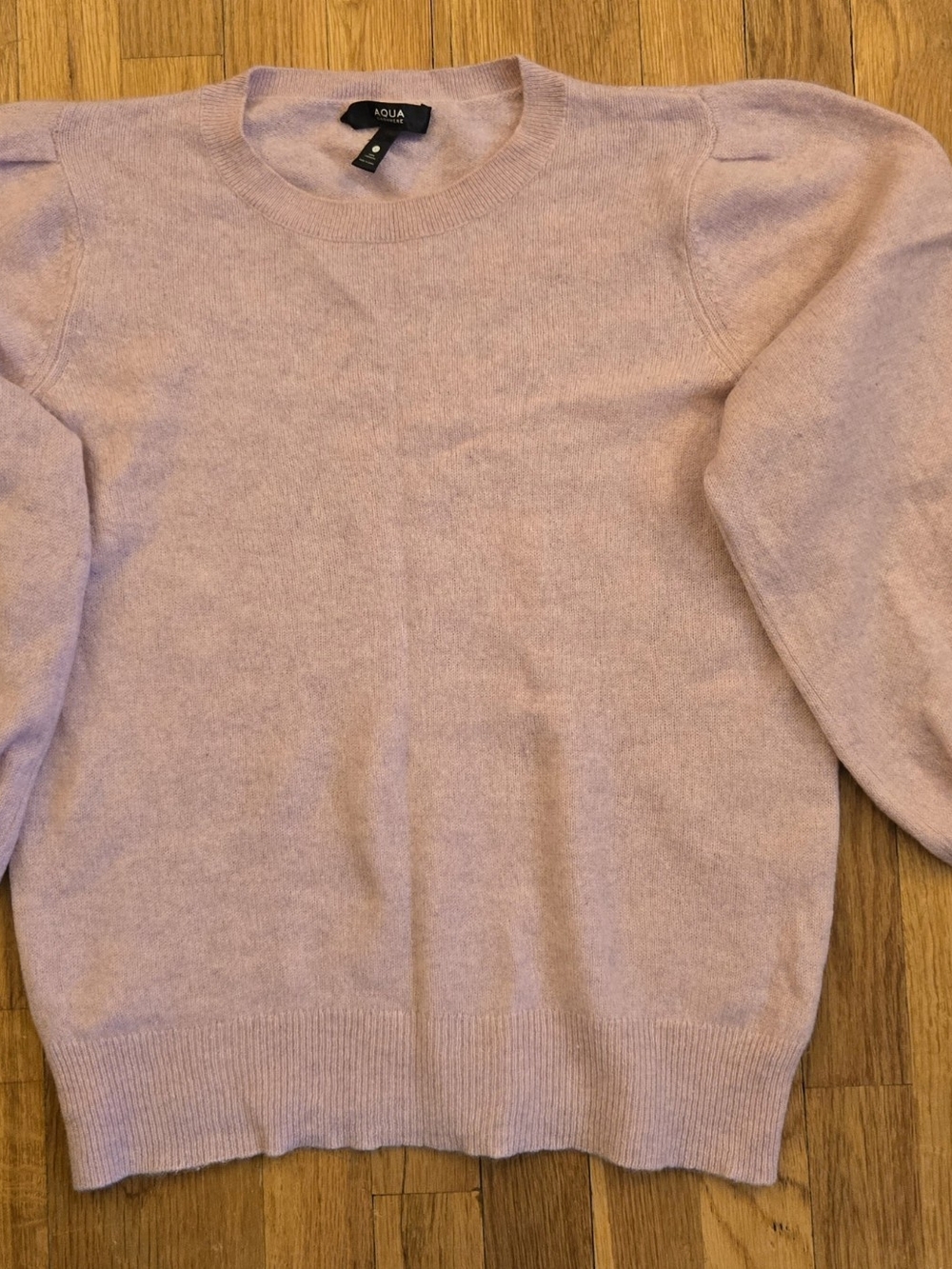 AQUA Carnation Pink 100% Cashmere Bell Sleeve Button Detail Sweater Size L
